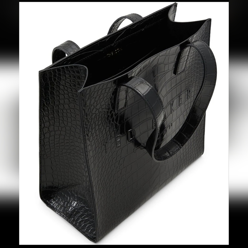 Ted Baker London The Icon Soocon Glossy Crocco Tote, Black, Faux Leather - Picture 3 of 10